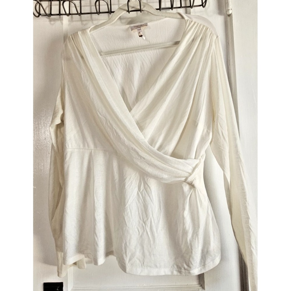 laundry by SHELLI SEGUAL woman Sz XL cream longโ sleeve faux wrap top office